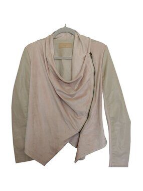 BlankNYC Faux Leather Jacket Asym Zip Draped Front Soft Minimalist Edgy